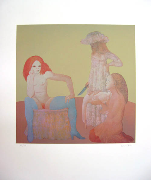 Leonor Fini - Les Lecons Plate 09 - La Peine Capitale (Capital Punishment) - 1976 color serigraph